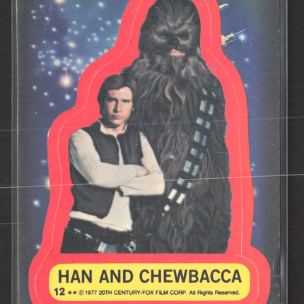 1977 Topps Star Wars Stickers Harrison Ford Peter Mayhew Sticker #12