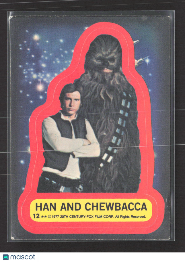 1977 Topps Star Wars Stickers Harrison Ford Peter Mayhew Sticker #12