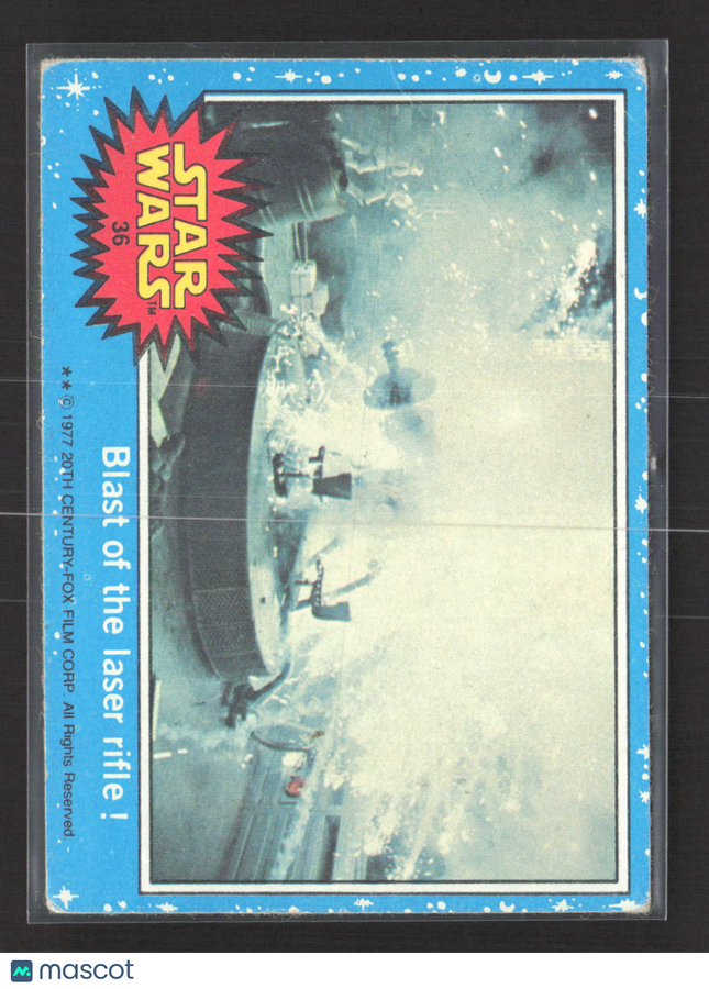 1977 Topps Star Wars Blue Series 1 Blast of the laser rifle! #36