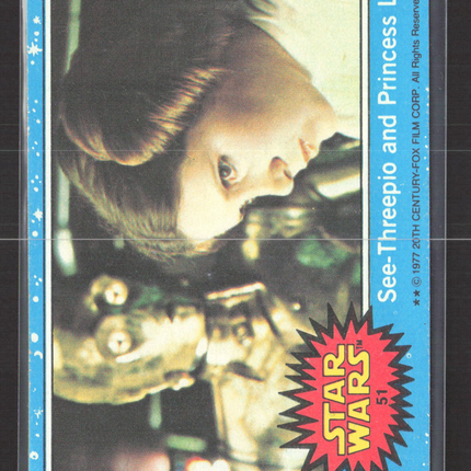 1977 Topps Star Wars Series 1 Anthony Daniels Carrie Fisher #51