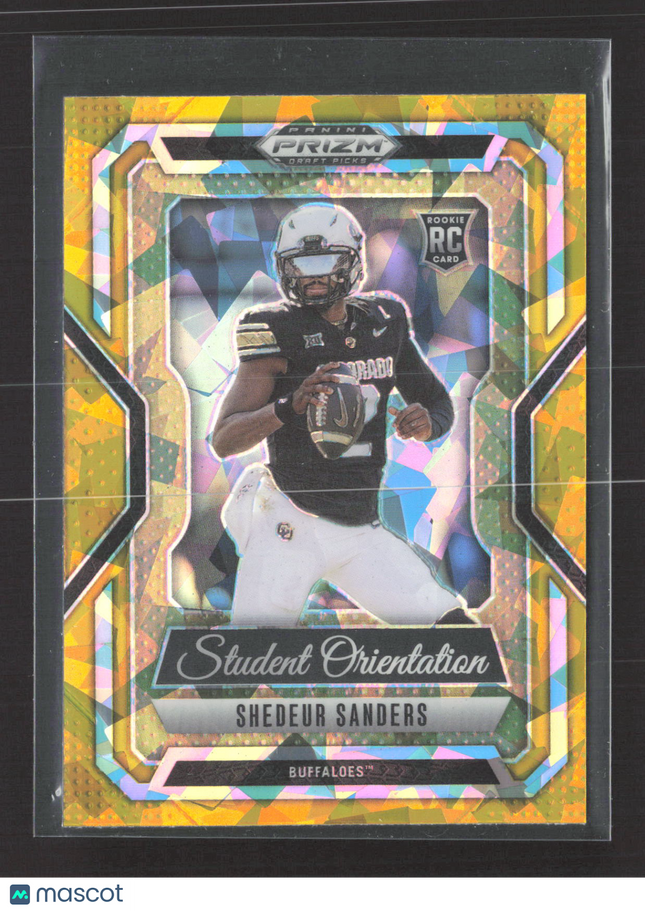 2025 Panini Prizm Draft Student Orientation Shedeur Sanders #8 Yellow ice RC