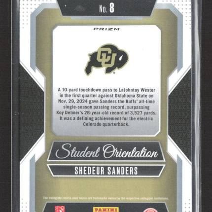 2025 Panini Prizm Draft Student Orientation Shedeur Sanders #8 Yellow ice RC