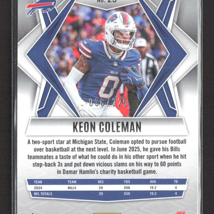 2025 Panini Phoenix Football Keon Coleman #25 Teal Lazer 036/225