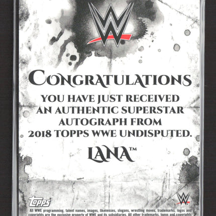 2018 Topps WWE Undisputed Lana #UA-LA 43/99 Authentic Auto
