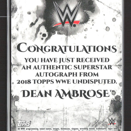 2018 Topps WWE Undisputed Dean Ambrose #UA-DA Green 26/50 auto