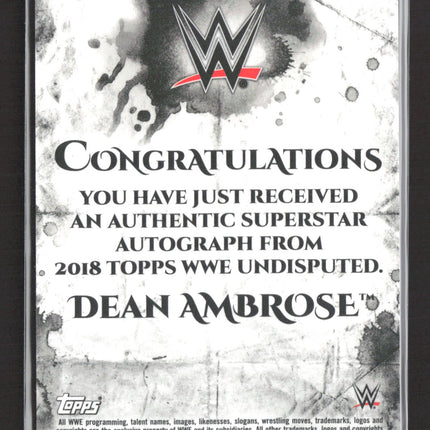 2018 Topps WWE Undisputed Dean Ambrose #UA-DA Orange 20/99 auto
