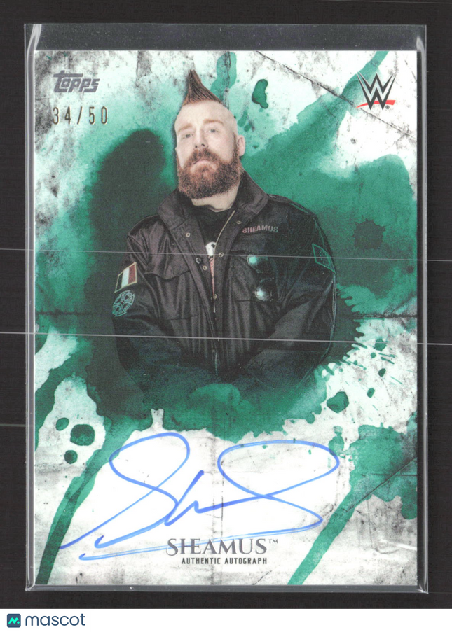 2018 Topps WWE Undisputed Sheamus #UA-SH Green 34/50 auto