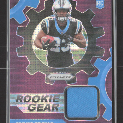 2025 Panini Prizm Rookie Gear Trevor Etienne #RGR-TEE Purple RC jersey