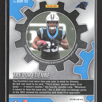 2025 Panini Prizm Rookie Gear Trevor Etienne #RGR-TEE Purple RC jersey