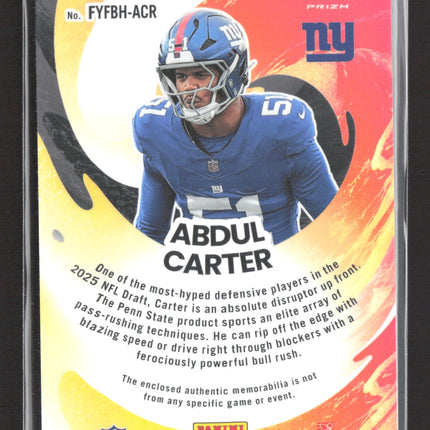 2025 Panini Optic Prizm First Year Fresh Abdul Carter #FYFBH-ACR RC jersey