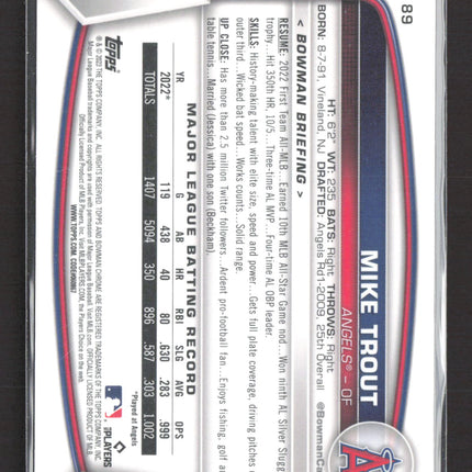 2023 Topps Bowman Chrome Mike Trout #89 Mojo Refractor