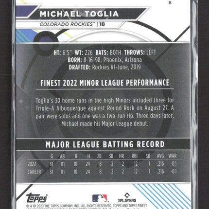 2023 Topps Finest Michael Toglia #8 RC