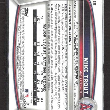 2023 Bowman Chrome Mike Trout #89