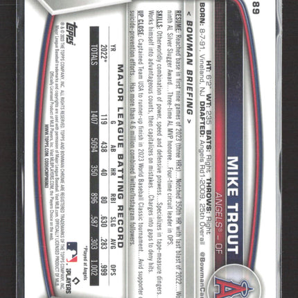 2023 Bowman Chrome Mike Trout #89