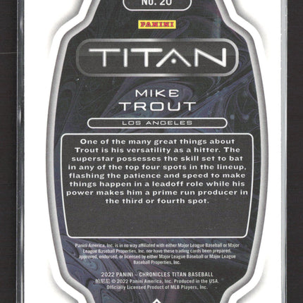 2022 Panini Chronicles Titan Baseball Mike Trout #20 Black and White