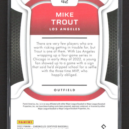 2022 Panini Chronicles Certified Mike Trout #42