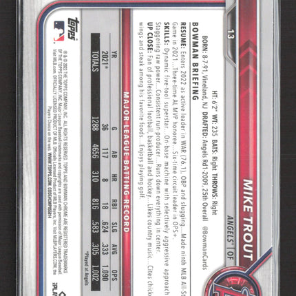 2022 Bowman Chrome Mike Trout #13