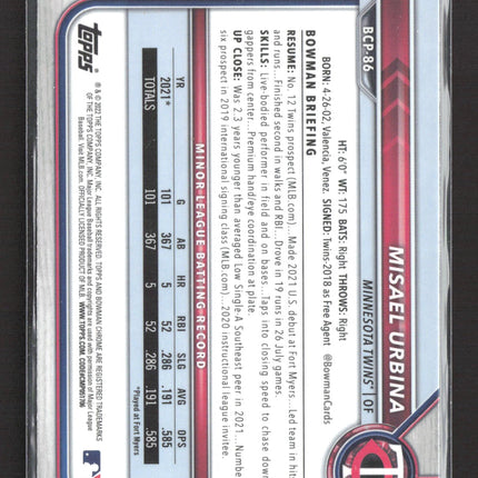 2022 Bowman Chrome Misael Urbina #BCP-86