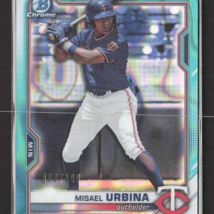 2021 Bowman Chrome Misael Urbina #BDC-68 Aqua Shimmer Refractor 008/199