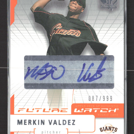 2004 Upper Deck SP Authentic Future Watch Merkin Valdez 087/999 Auto