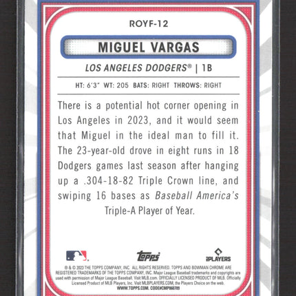 2023 Bowman Chrome Rookie of the Year Favorites Miguel Vargas #ROYF-12 RC
