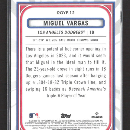 2023 Bowman Chrome Rookie of the Year Favorites Miguel Vargas #ROYF-12 RC