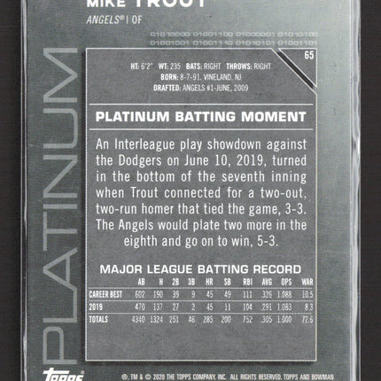 2020 Topps Bowman Platinum Mike Trout #65