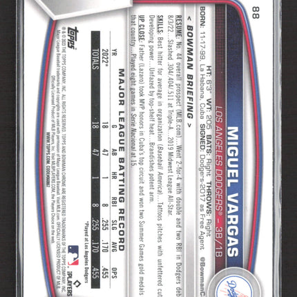 2023 Topps Bowman Chrome Mega Box Miguel Vargas #88 Mojo Refractor RC
