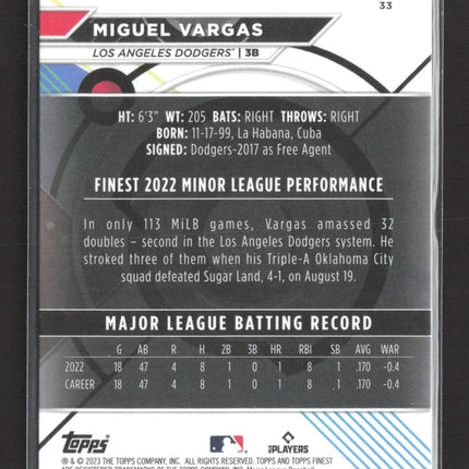 2023 Topps Finest Miguel Vargas #33 RC