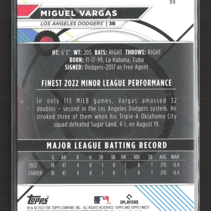 2023 Topps Finest Miguel Vargas #33 RC