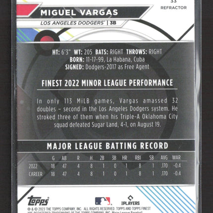 2023 Topps Finest Miguel Vargas #33 Refractor RC