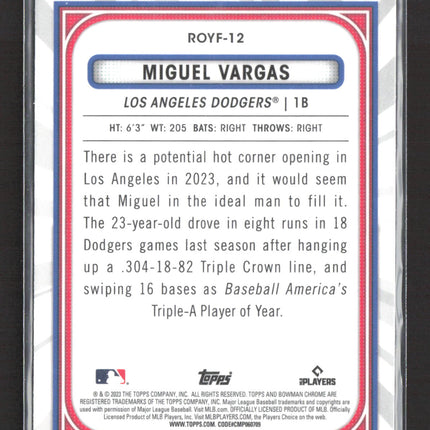 2023 Bowman Chrome Rookie of the Year Favorites Miguel Vargas #ROYF-12 RC