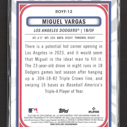 2023 Topps Bowman Chrome Rookie of the Year Favorites Miguel Vargas #ROYF-12 RC