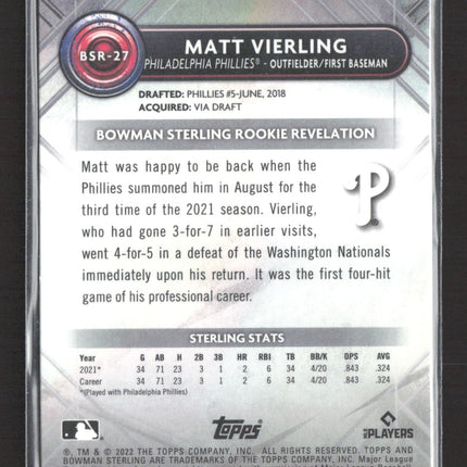 2022 Topps Bowman Sterling Rookie Revelation Matt Vierling #BSR-27 RC