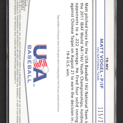 2011 Topps USA Baseball Matt Vogel #TR-MV Player-Worn Memorabilia 115/240