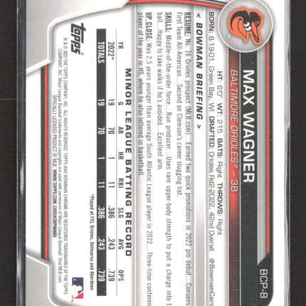 2023 Bowman Chrome Max Wagner #BCP-8 1st Bowman