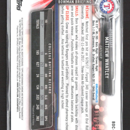 2017 Bowman Chrome Draft Matthew Whatley #BDC-121 Blue Refractor 1st Bowman