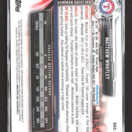 2017 Bowman Chrome Matthew Whatley #BDC-121 Refractor 1st Bowman