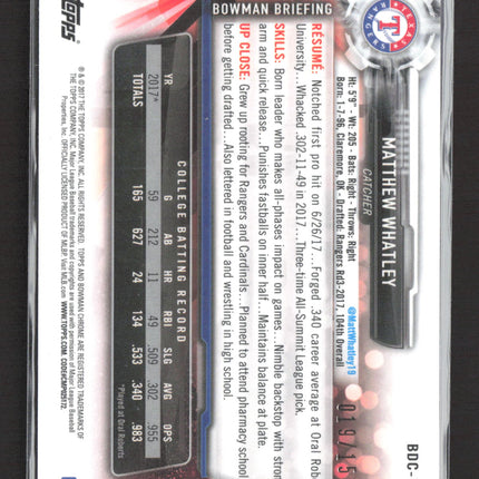 2017 Bowman Chrome Matthew Whatley #BDC-121 Blue Refractor
