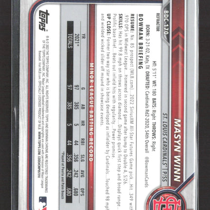 2022 Bowman Chrome Masyn Winn #BDC-170 Refractor 5/26.