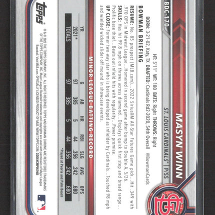 2022 Bowman Chrome Sapphire Edition Masyn Winn #BDC-170 5/26
