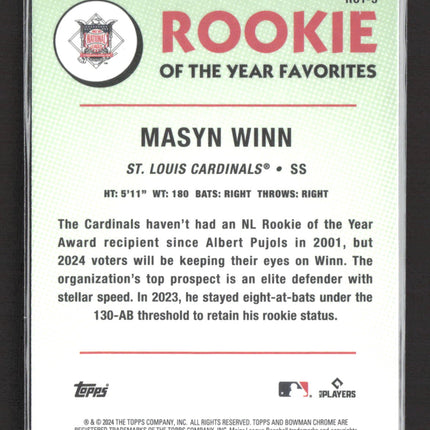 2024 Bowman Chrome Rookie of the Year Favorites Masyn Winn #ROY-3 Green RC