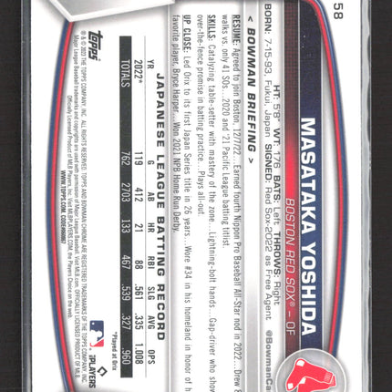 2023 Topps Bowman Chrome Mojo Masataka Yoshida #58 Refractor RC