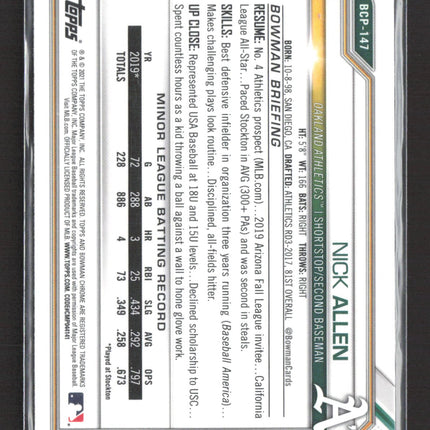 2021 Topps Bowman Chrome Nick Allen #BCP-147