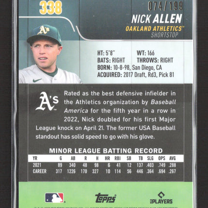 2022 Topps Stadium Club Chrome Nick Allen #338 RC 074/199