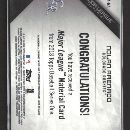 2018 Topps Major League Material Nolan Arenado #MLM-NA Game-Used Memorabilia
