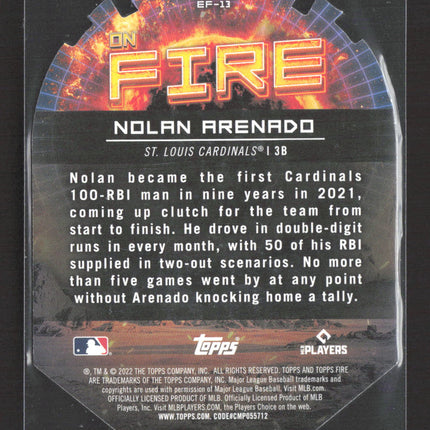 2022 Topps Fire On Fire Nolan Arenado #EF-13 Gold