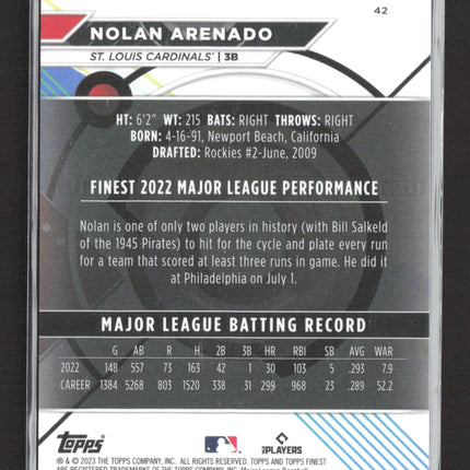 2023 Topps Finest Nolan Arenado #42 Purple Refractor 026/250