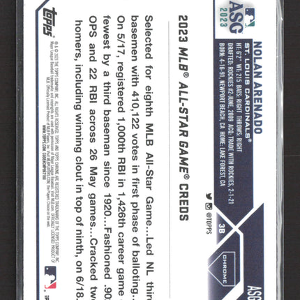 2023 Topps Chrome All-Star Game Creds Nolan Arenado #ASGC-29 6/18.
