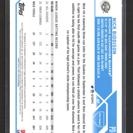 2023 Topps Pro Debut Nick Biddison #PD-176 auto